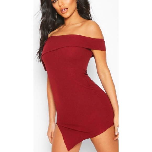 Boohoo Dresses & Skirts - 🔥Boohoo Wine Asymmetrical Mini Dress Size 12